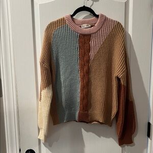 Cozy Colorblock Crew Neck Sweater